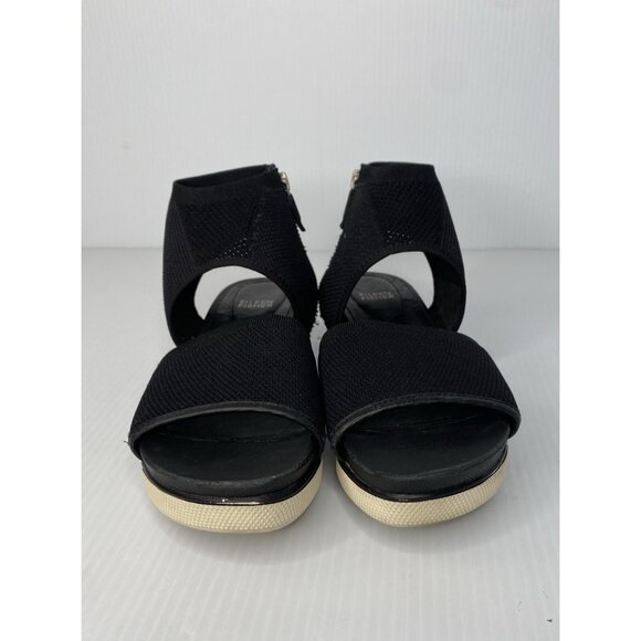 Eileen Fisher Knit-St Stretch Black Open Toe Platform Sandals Women’s Sz 9.5 - Picture 3 of 10
